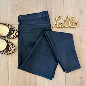 Madewell Coated Black High Rise Skinny Jeans stretchy size 31 curvy ankle